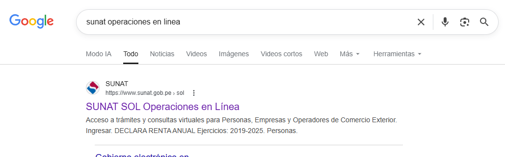 Portal SUNAT Operaciones en Línea